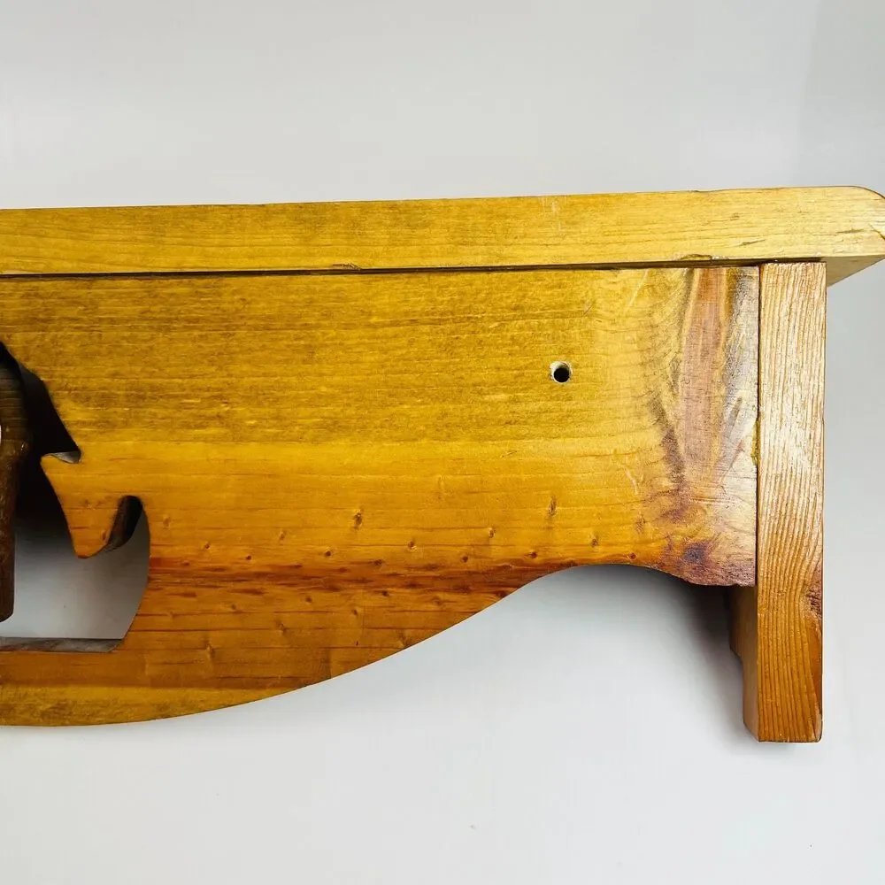 Vtg Wood Wall Shelf Coyote Cutout Country Farmhouse Cottagecore Southwest 18x5